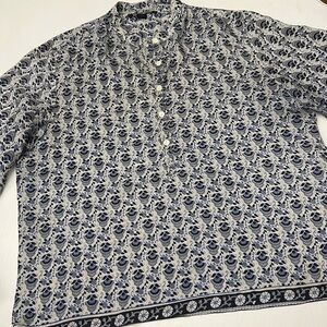 Lucky Brand 100% Silk Roll Sleeve Norton Top Size Medium